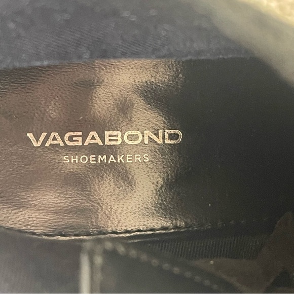 Vagabond Black Suede Leather Ankle Boots 40 Stacked Wood Block Heel Zipper Close - Picture 6 of 7